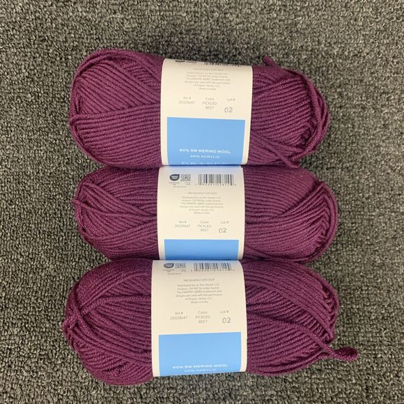 Lot Of 3 Draper James Cozy Wool Pickled Beet Merino Wool & Acrylic Yarn New - Picture 4 of 5